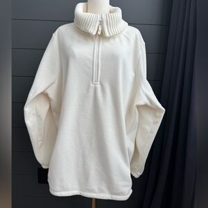 Lands' End Cream Cowl Neck Long Sleeve 1/4 Zip Sweatshirt/Sweater Pockets 3X